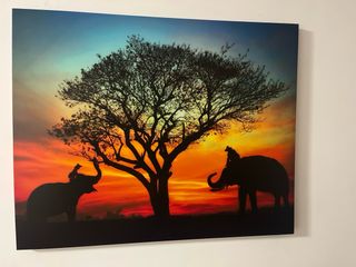 Cuadro Decorativo Grande Elefantes Atardecer