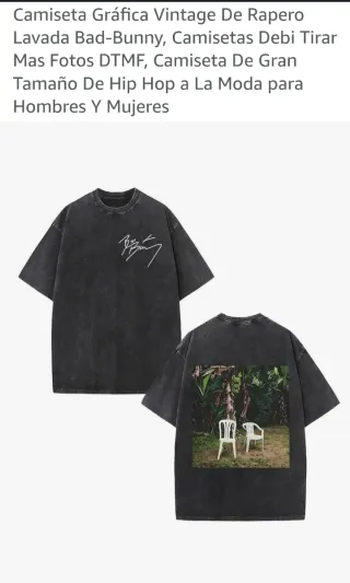 Camiseta Bad Bunny Vintage Lavada talla M