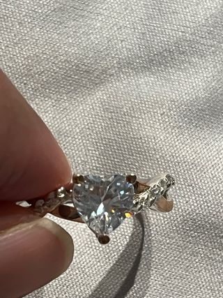 Anillo Compromiso Corazón Plata 950 y Oro 18