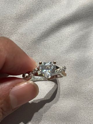 Anillo Compromiso Corazón Plata 950 y Oro 18
