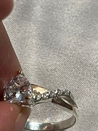 Anillo Compromiso Corazón Plata 950 y Oro 18