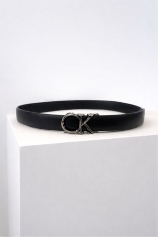 Cinturón Calvin Klein Negro Hebilla Plateada