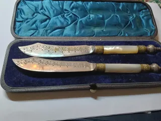 Antiguo cortapapeles de plata con nácar