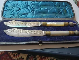 Antiguo cortapapeles de plata con nácar