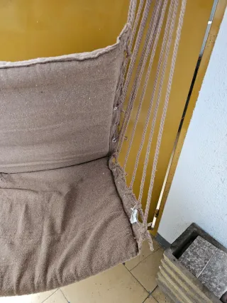 Hamaca colgante de tela y yute