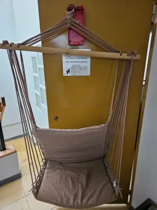 Hamaca colgante de tela y yute