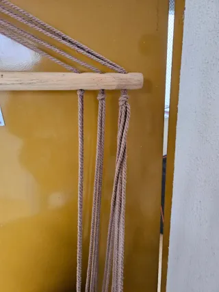 Hamaca colgante de tela y yute