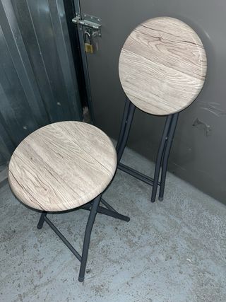 Silla/taburete plegable madera y metal (2UD)
