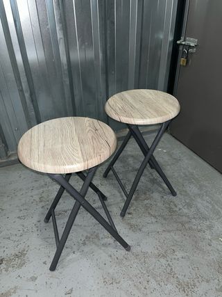 Silla/taburete plegable madera y metal (2UD)
