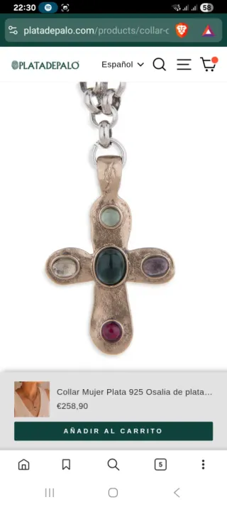 Collar Plata de Palo Cruz Piedras Multicolores