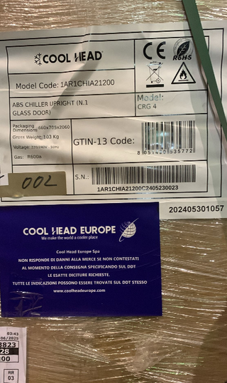 FRIGORÍFICO COOL HEAD CRG 4 puerta cristal