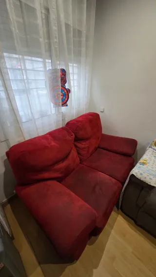 Sillón de 2 plazas en microfibra roja