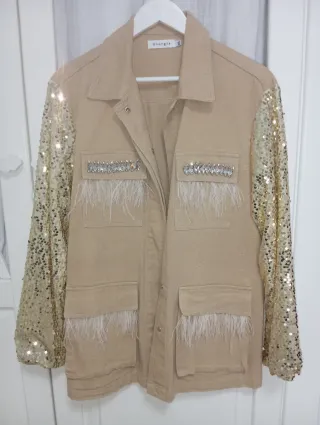 Sobrecamisa Giorgia Beige con Lentejuelas