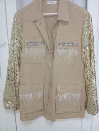 Sobrecamisa Giorgia Beige con Lentejuelas