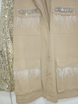 Sobrecamisa Giorgia Beige con Lentejuelas
