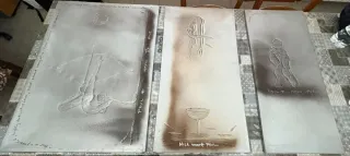 Dipinto Olio su Tela Donna Grigio Argento