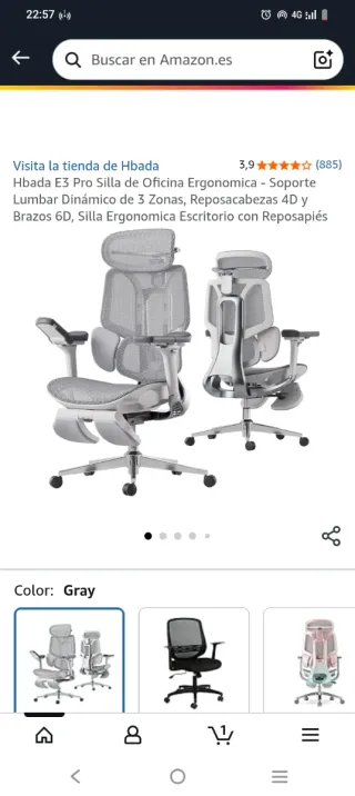 Silla de oficina gris