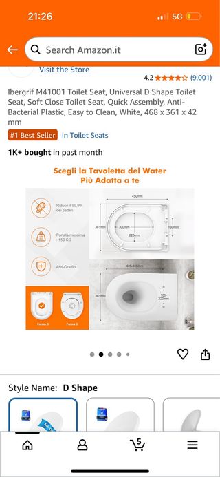 Copri wc Ibergrif D Shape Bianco