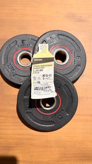3 Discos Pesas Caucho 1,25 Kg Decathlon