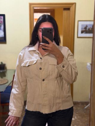 Chaqueta Mango Algodón Blanca