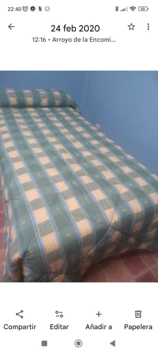 Edredón individual verde y amarillo