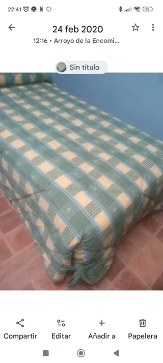 Edredón individual verde y amarillo