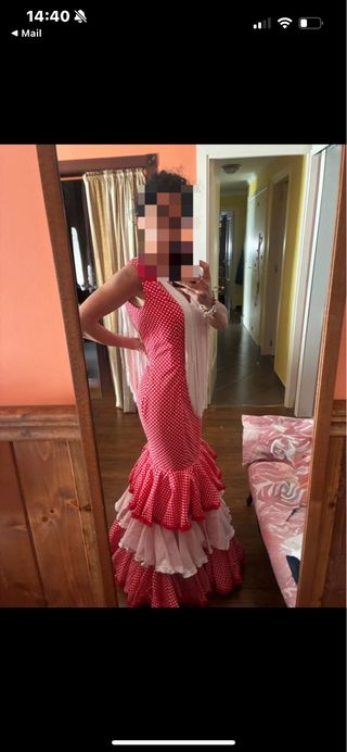 Vestido Flamenca Lunares Rojo Talla 40