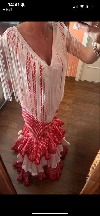 Vestido Flamenca Lunares Rojo Talla 40