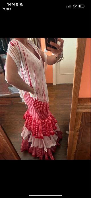 Vestido Flamenca Lunares Rojo Talla 40