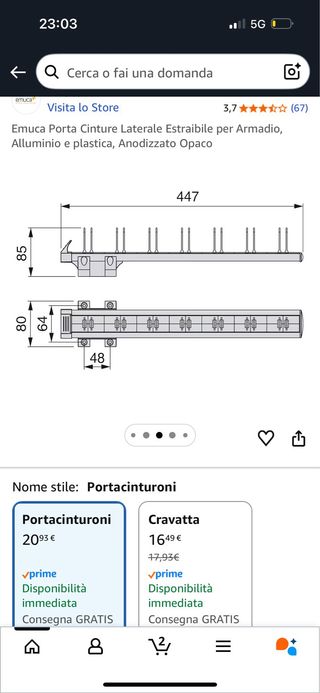Porta cinture Emuca estraibile