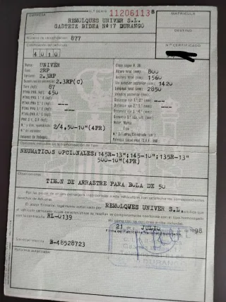 Ficha Técnica Remolque Univer 2.3RP