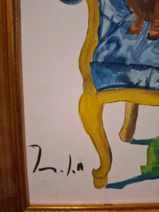 Acuarela perro salchicha en sillón