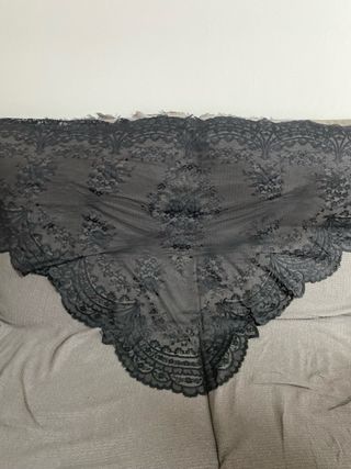 Mantilla Fallera Adulta Negra Encaje
