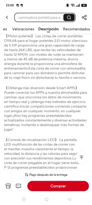 Cinta de correr plegable