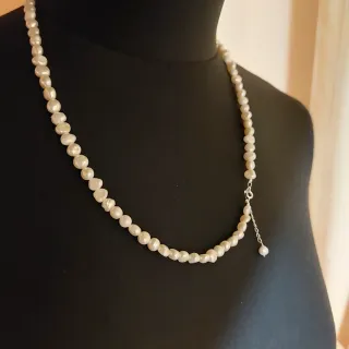 Collar Perlas naturales de Río, Plata925 y estuche