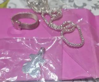 Conjunto Plata Tous: Anillo y Colgante Oso