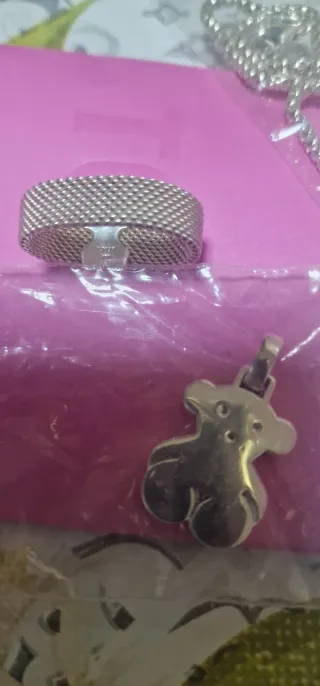 Conjunto Plata Tous: Anillo y Colgante Oso