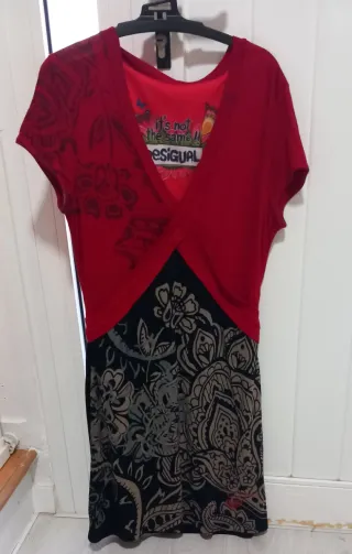 Vestido Desigual Rojo y Negro