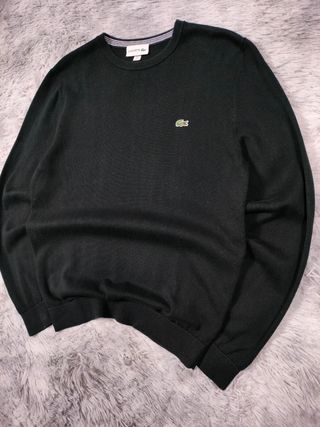 Lacoste Jersey Negro Cuello Redondo Hombre Clásico