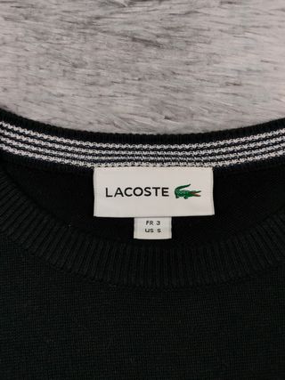 Lacoste Jersey Negro Cuello Redondo Hombre Clásico