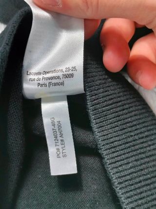 Lacoste Jersey Negro Cuello Redondo Hombre Clásico