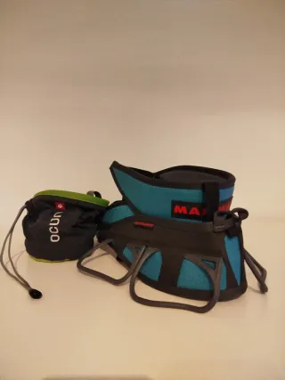 Arnés escalada Mammut + bolsa de tiza Ocun
