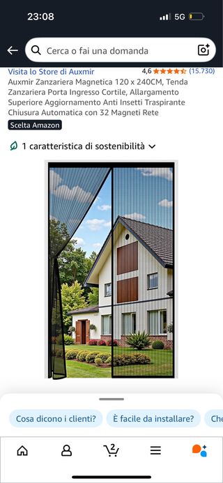 Zanzariera magnetica Auxmir 120x240cm