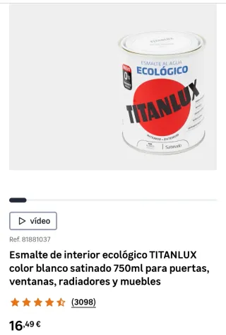 3 botes Titanlux blanco satinado 750ml