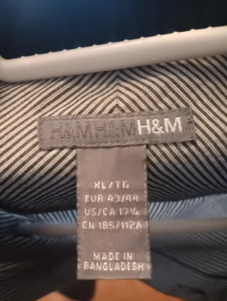 Camisa H&M Rayas Gris y Blanca Talla XL