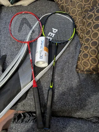 2 Raquetas Bádminton con Plumas