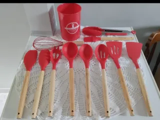 Set 11 mestoli cucina silicone e legno