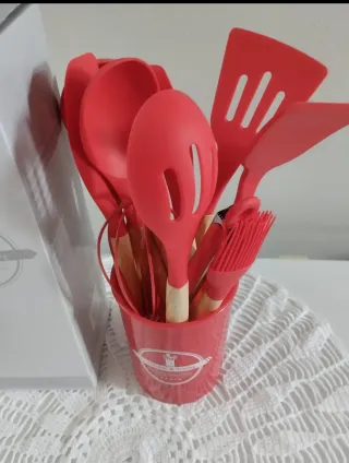 Set 11 mestoli cucina silicone e legno