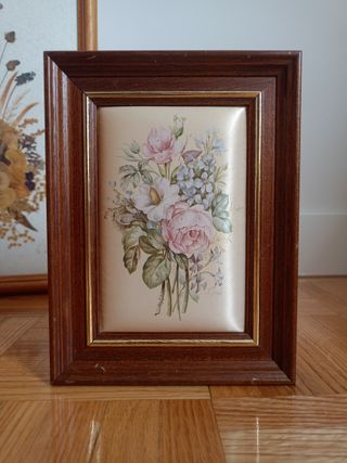 Cuadro Decorativo Rosas Marrón y Rosa