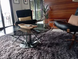 2 Butacas Falcon Cuero Negro Mid Century